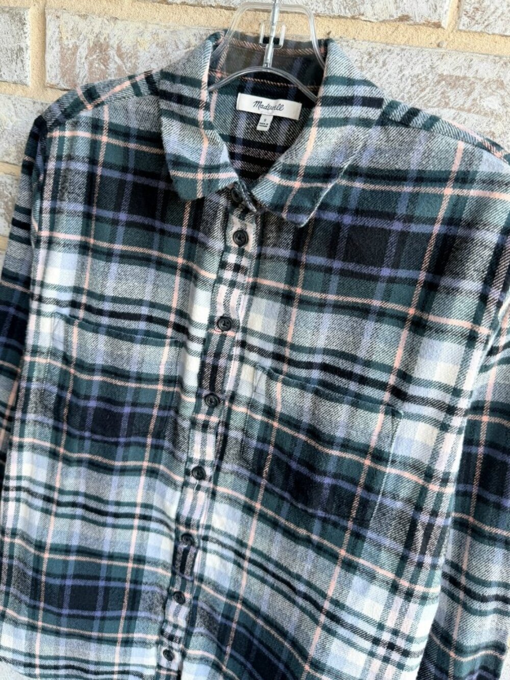 Madewell Long Sleeve Button Up Multicolor Plaid Flannel Shirt Women's Size S - Picture 4 of 8